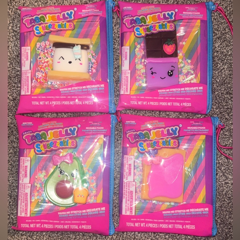 Taba-Jelly Squeezeables Squishy Sensory Toy - Includes all 4 Packs - Brand New